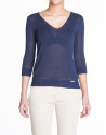 Blue V-neck linen sweater 