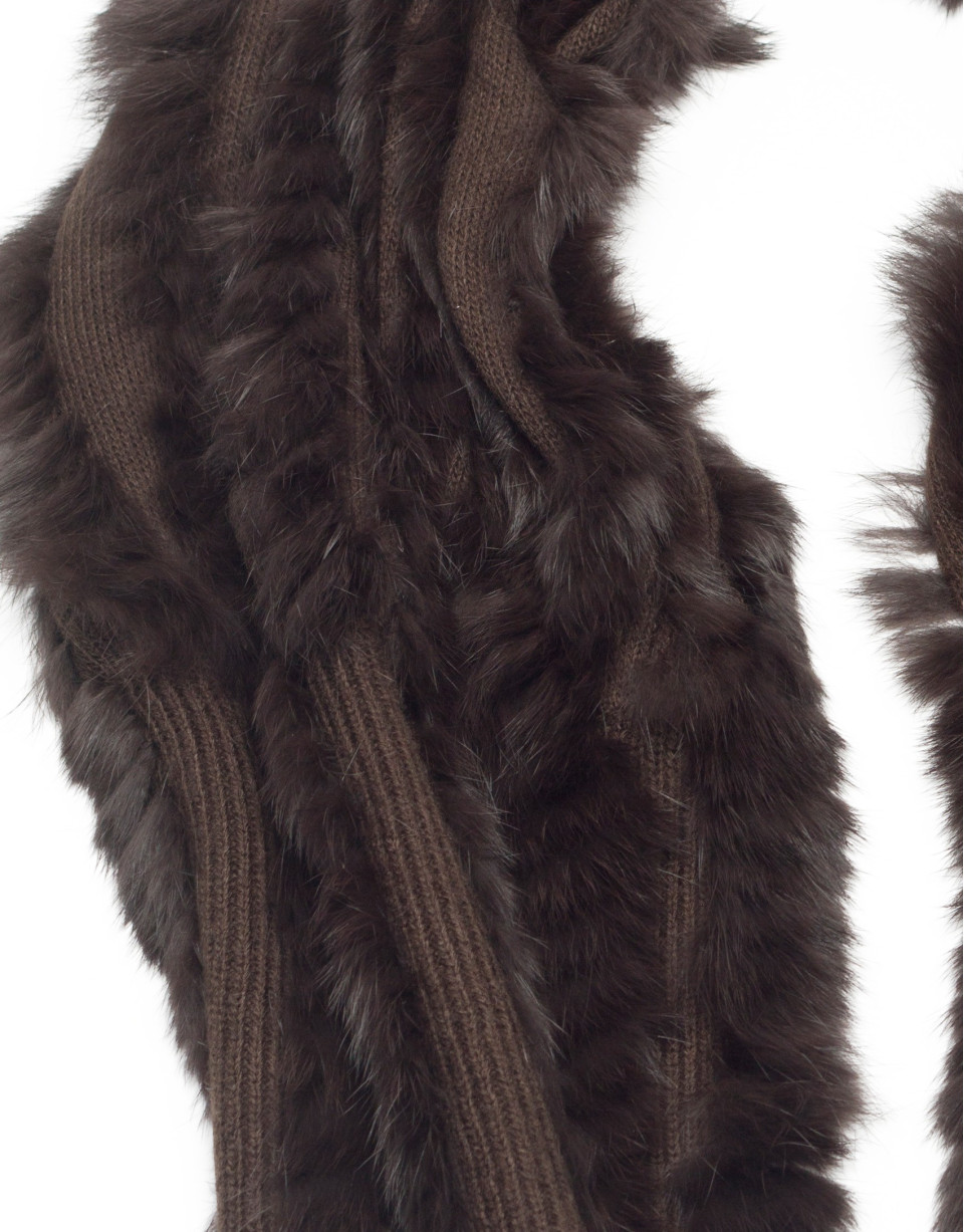 Taupe rabbit fur scarf