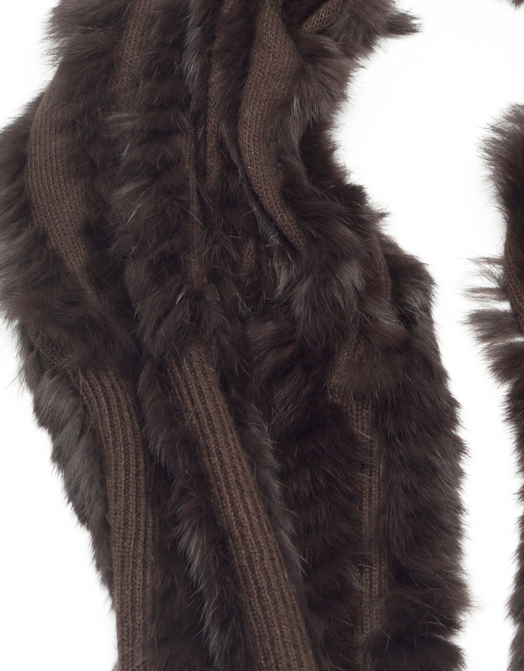 Taupe rabbit fur scarf