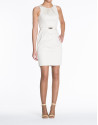 Sand-colored cotton sleeveless dress with puckered and back button