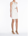 Sand-colored cotton sleeveless dress with puckered and back button