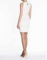 Sand-colored cotton sleeveless dress with puckered and back button