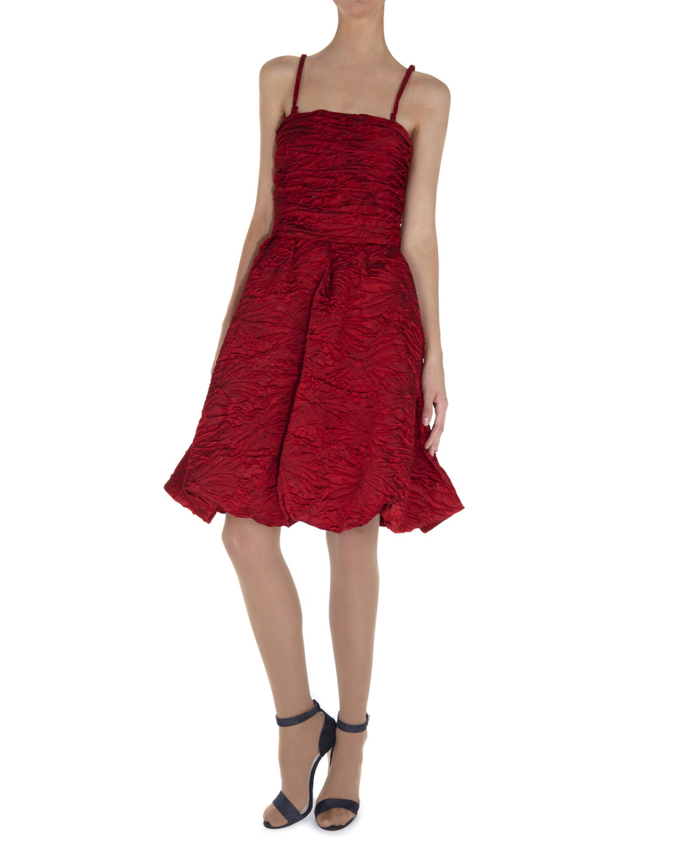 Vestidos sisas cloqué rojo cuerpo drapeado falda abullonada
