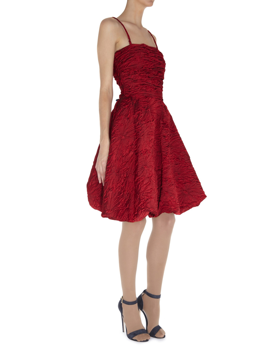 Vestidos sisas cloqué rojo cuerpo drapeado falda abullonada