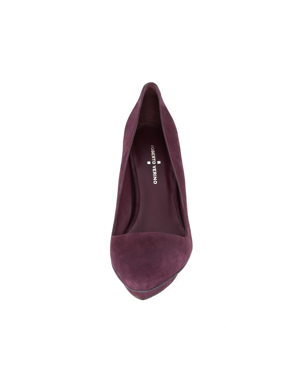 Muscat burgundy suede pointed platform pumps 