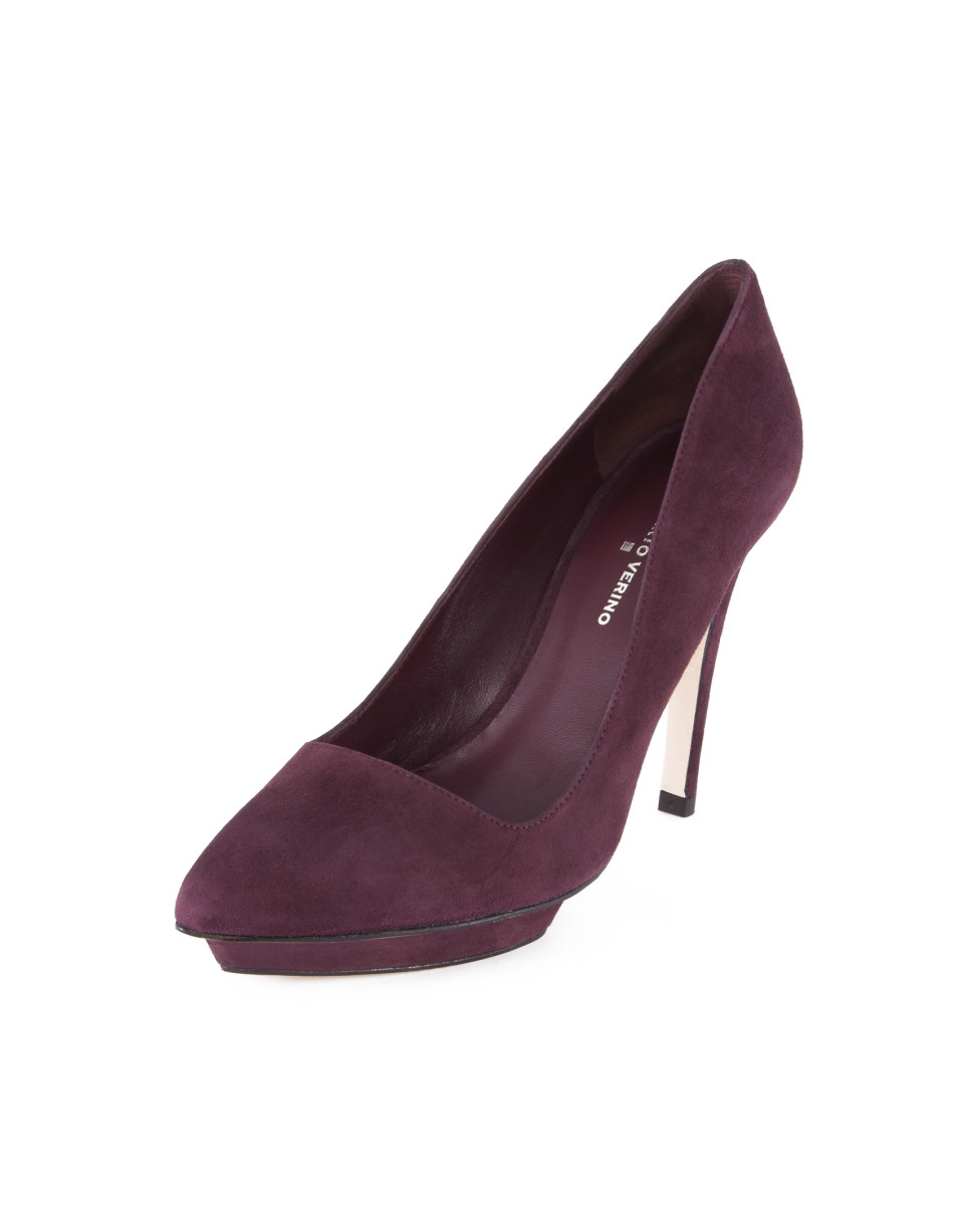 Muscat burgundy suede pointed platform pumps 