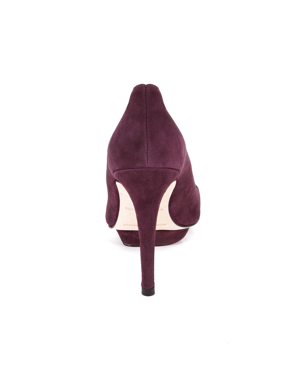 Muscat burgundy suede pointed platform pumps 