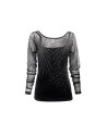 Black tulle top stone embroidery