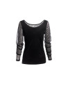 Black tulle top stone embroidery