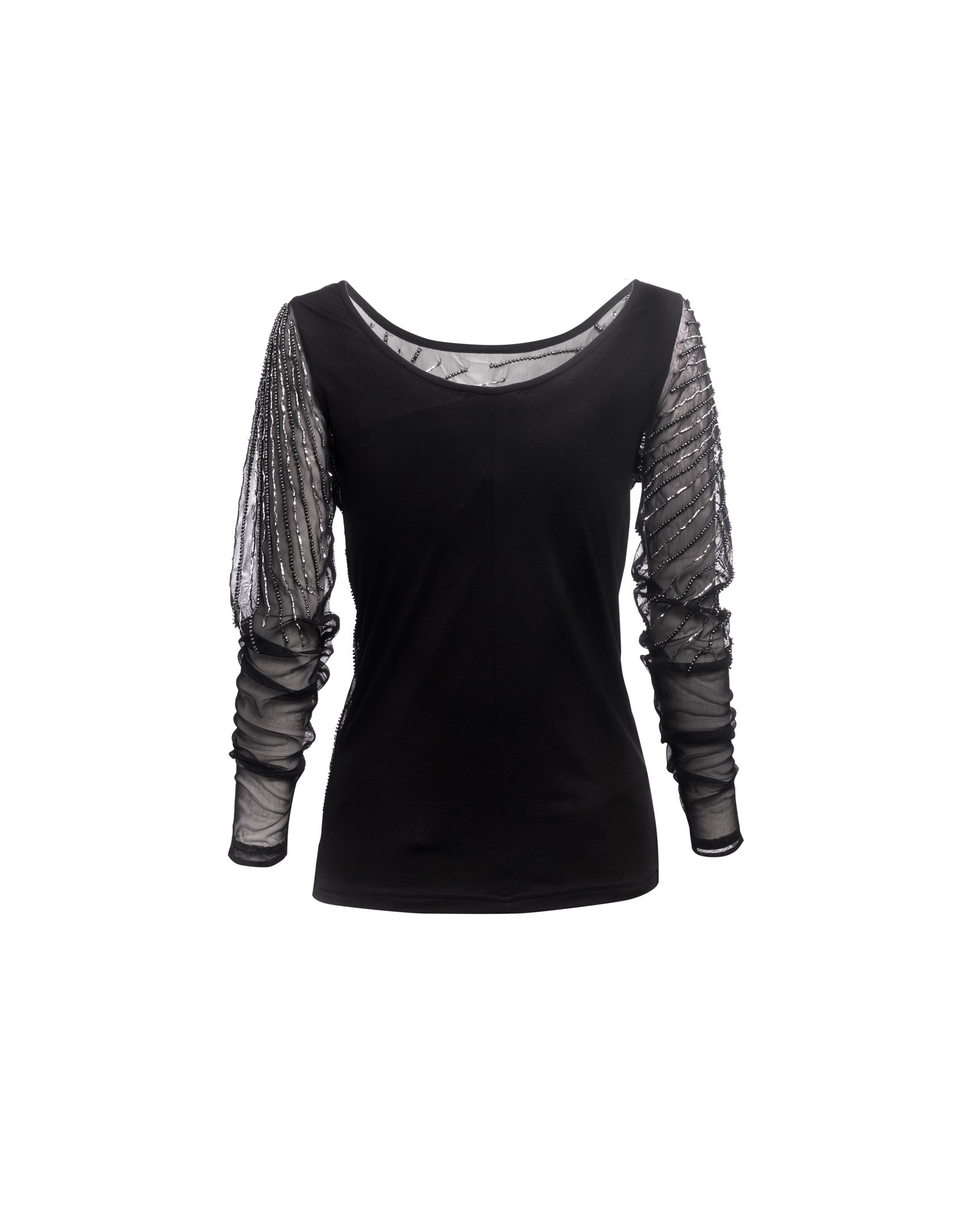 Black tulle top stone embroidery