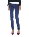 Pantalón vaquero azul gastado apliques lentejuelas en bolsillos
