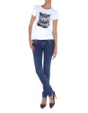 White short-sleeved top with cat design