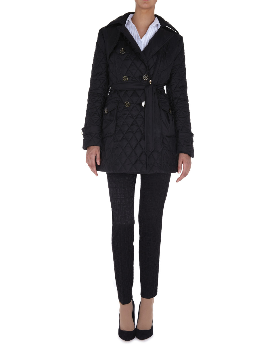 Trench negro acolchado cruzado