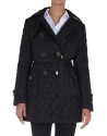 Trench negro acolchado cruzado