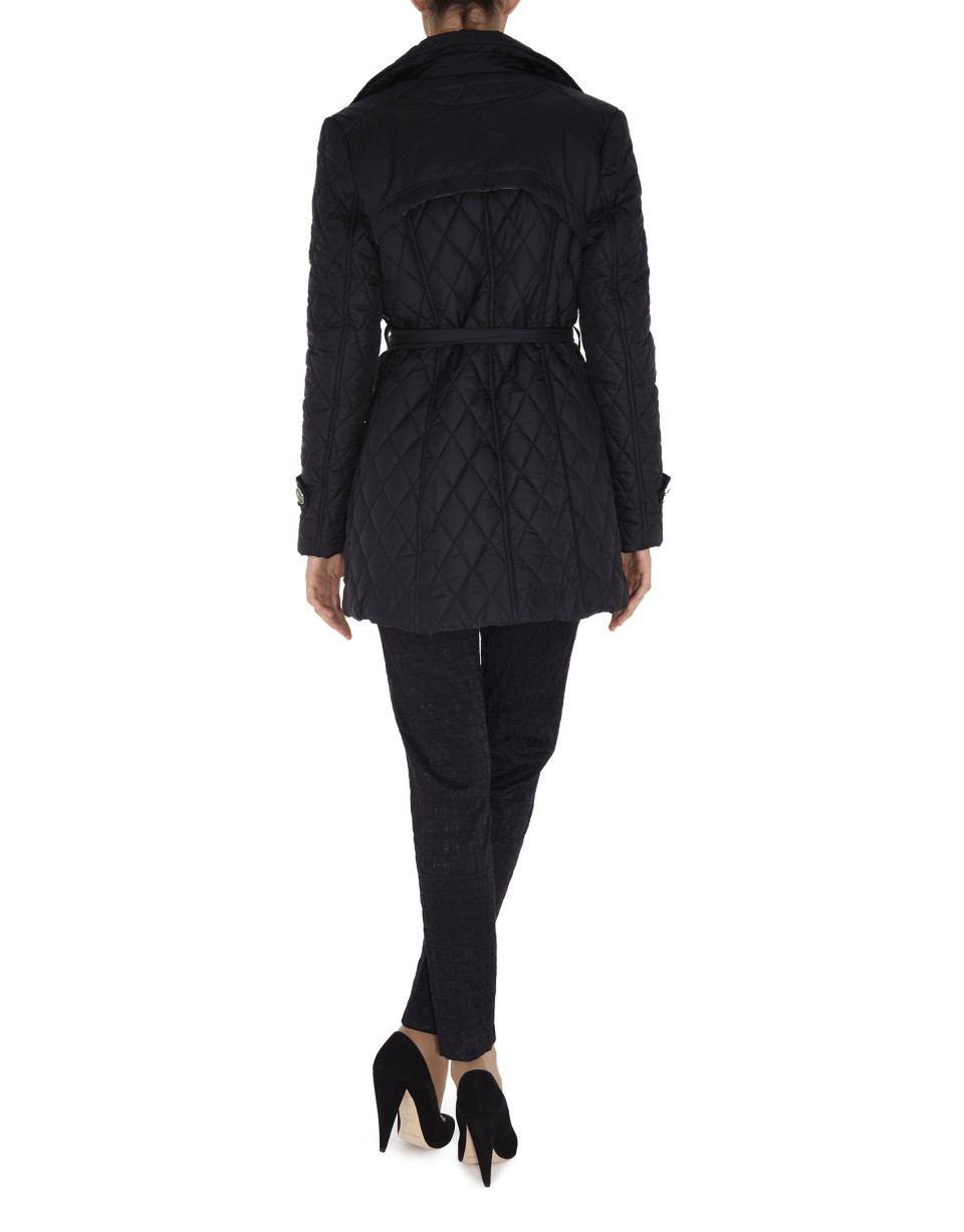 Trench negro acolchado cruzado