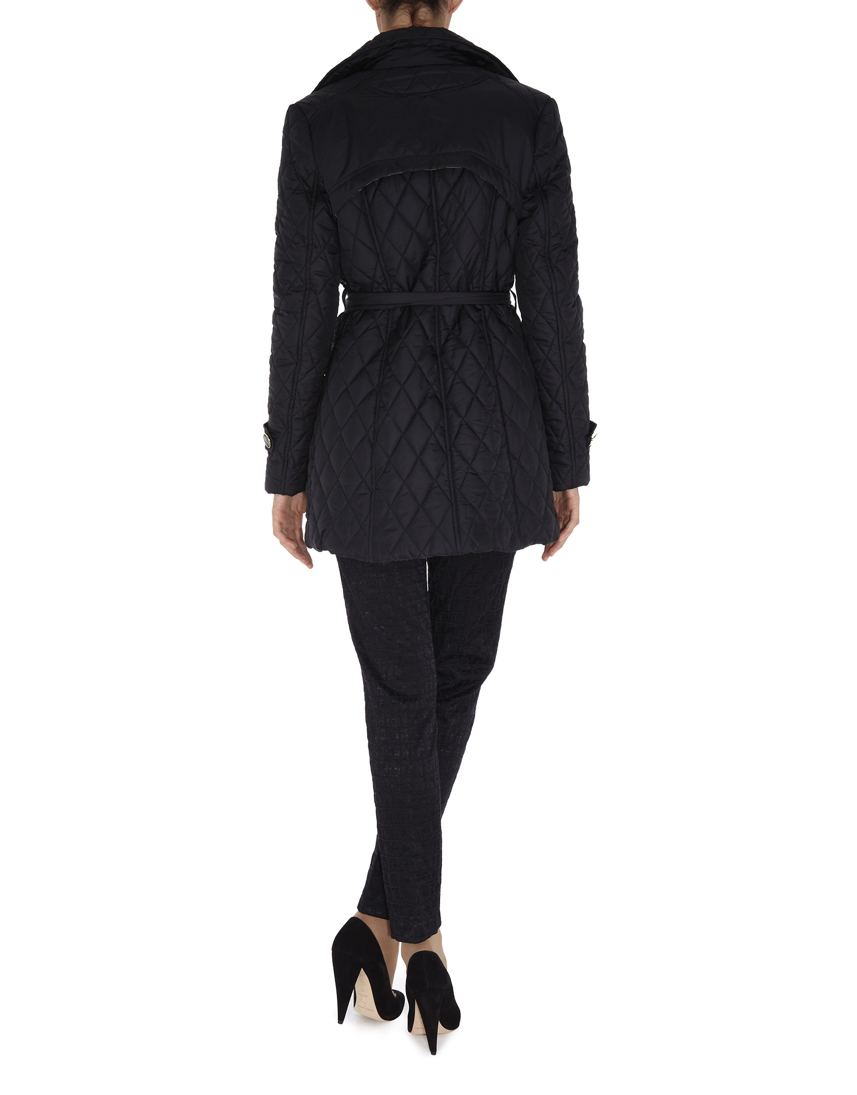 Trench negro acolchado cruzado