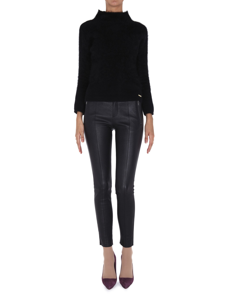 Black angora sweater with turtle neck collar