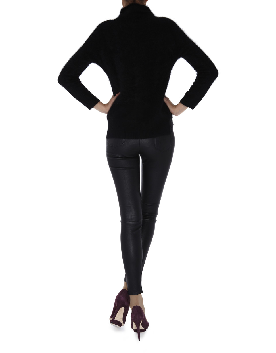 Black angora sweater with turtle neck collar