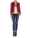 Chaqueta lana corta cuello Mao Jacquard rojo