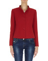 Chaqueta lana corta cuello Mao Jacquard rojo