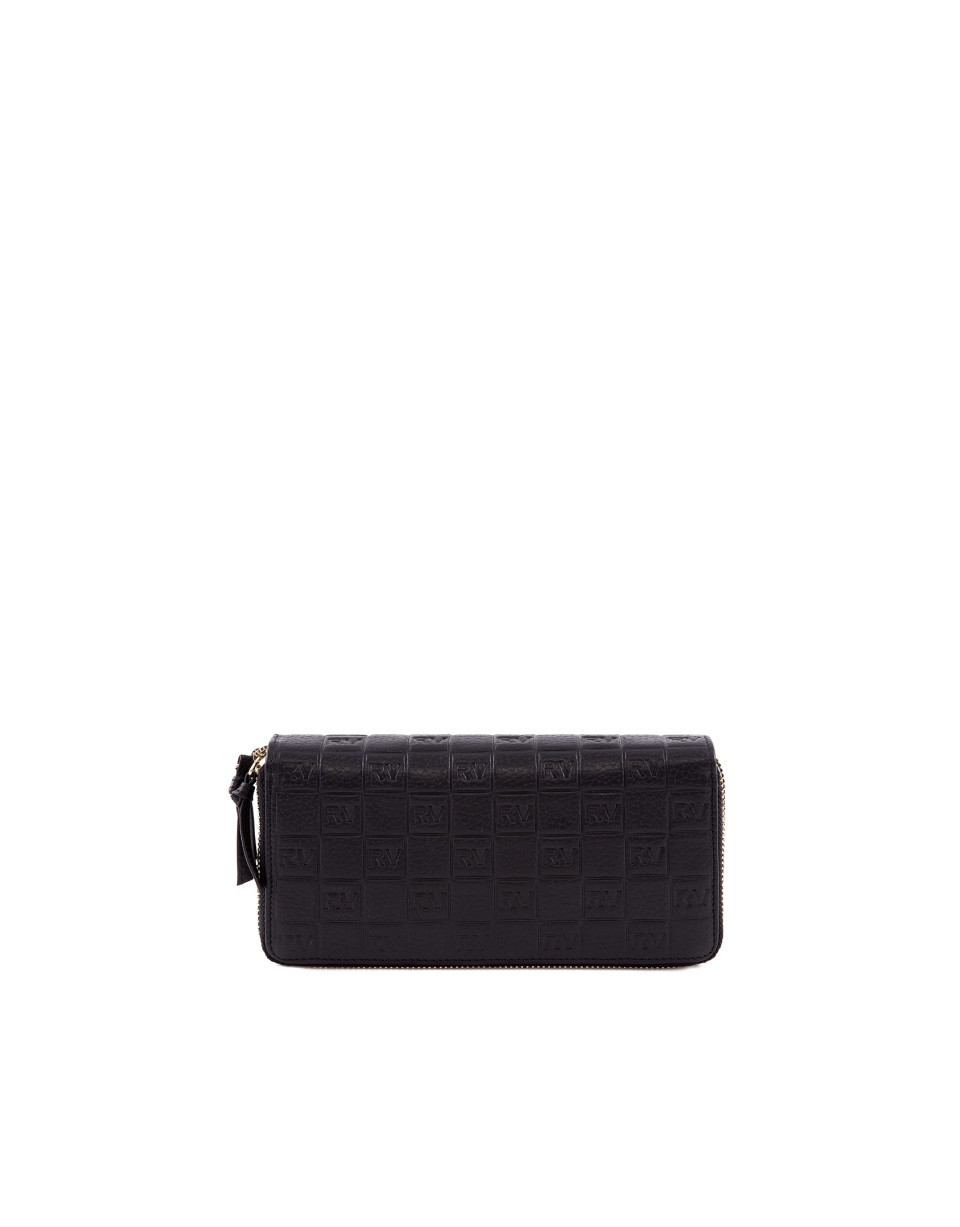 Cartera doble cremallera piel negra