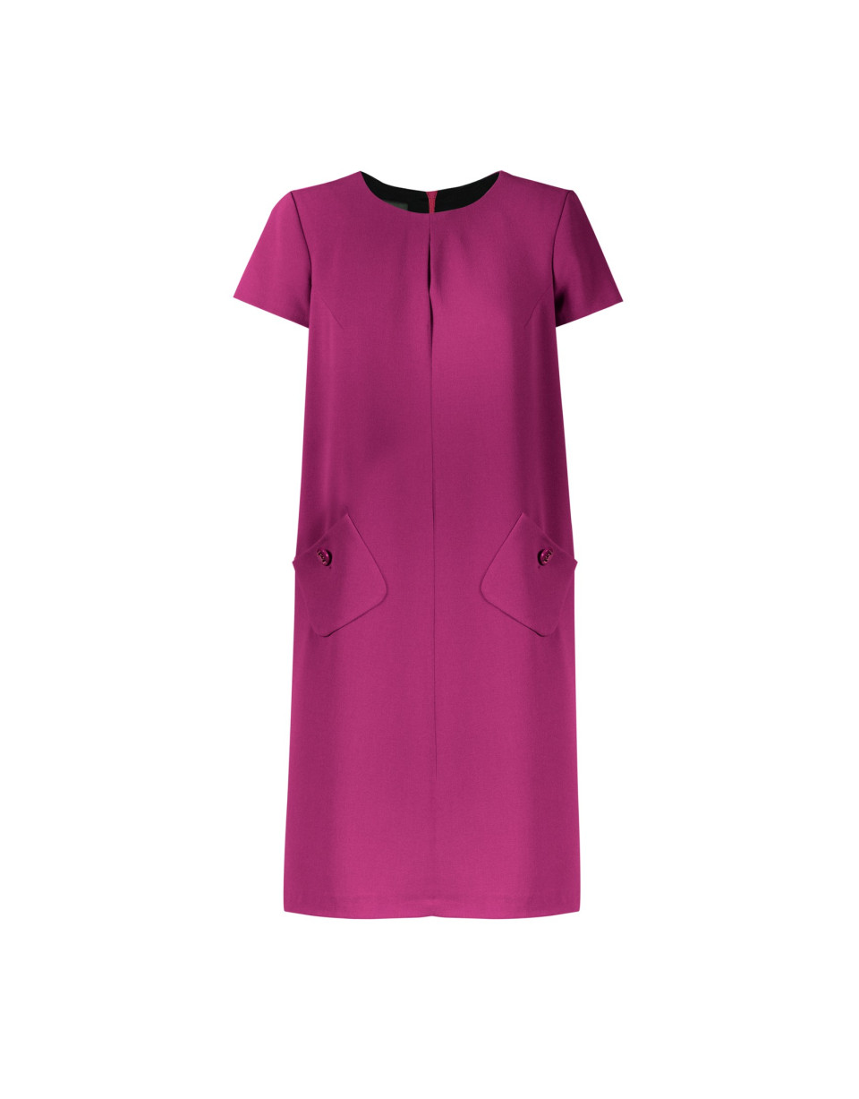 Pink crepe dress with button pockets