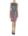Gray straight dress with flowers at bottom 
