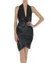 Silver lamé draped dress 