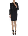 Chaqueta vestir negra tejido combinado liso y con flores