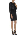 Chaqueta vestir negra tejido combinado liso y con flores