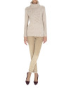 Beige cross-stitch turtleneck sweater 
