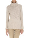 Beige cross-stitch turtleneck sweater 
