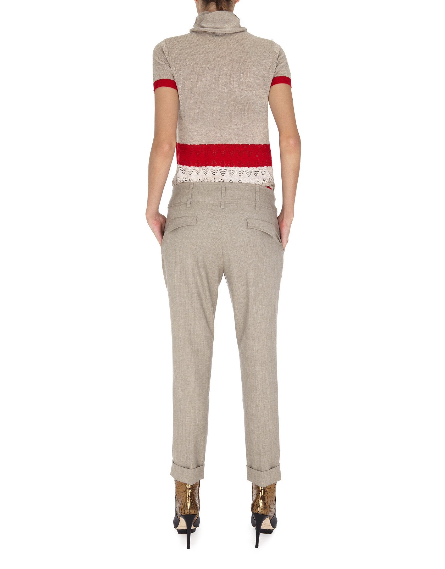 Beige wool pants with darts 