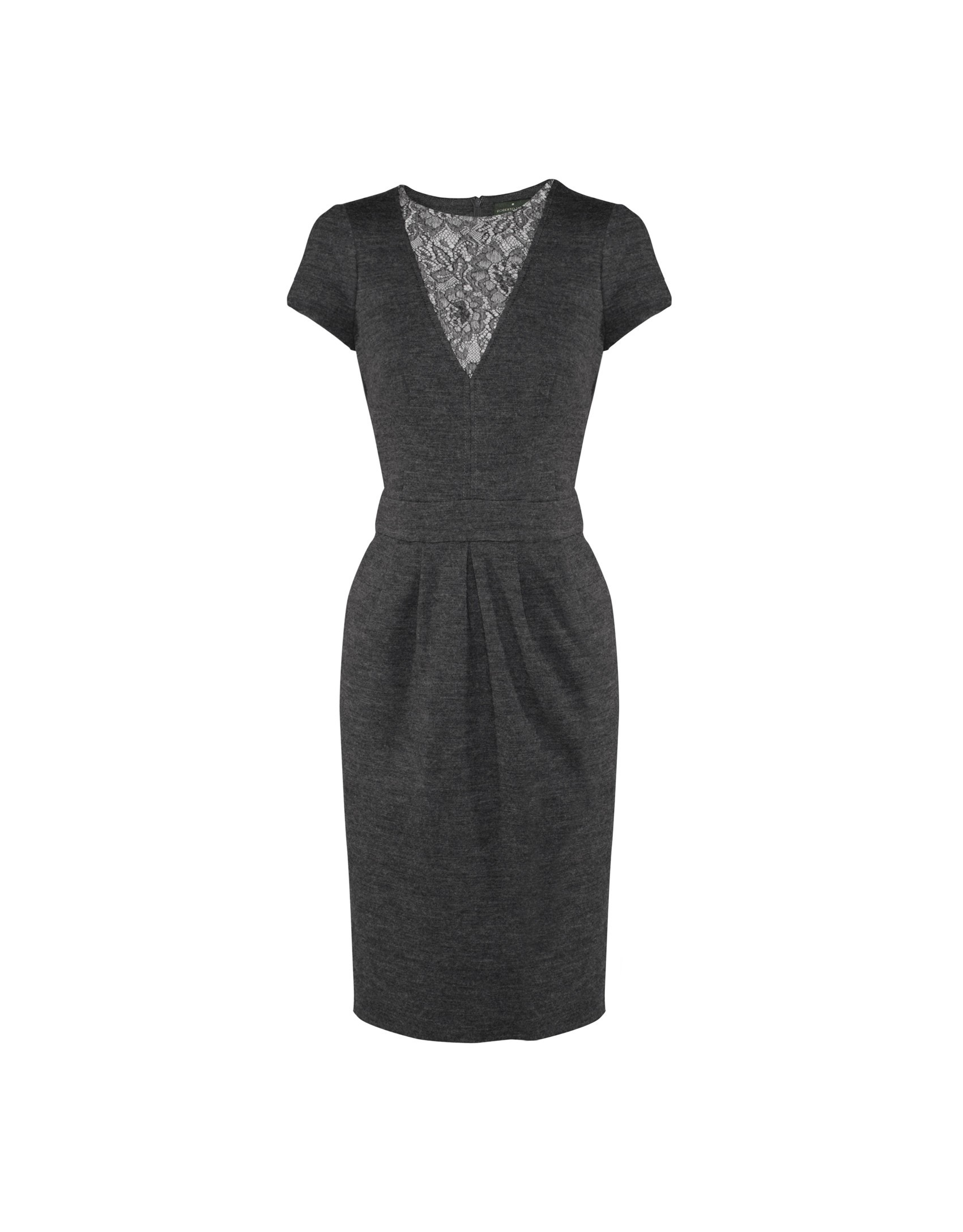 Grey dress lace neckline