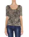 Animal print lurex short-sleeved top 