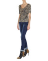 Animal print lurex short-sleeved top 