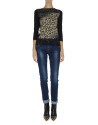 Animal print and lace top with long sleeves