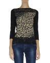 Animal print and lace top with long sleeves