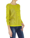 Camiseta punto verde manga larga estampado leopardo