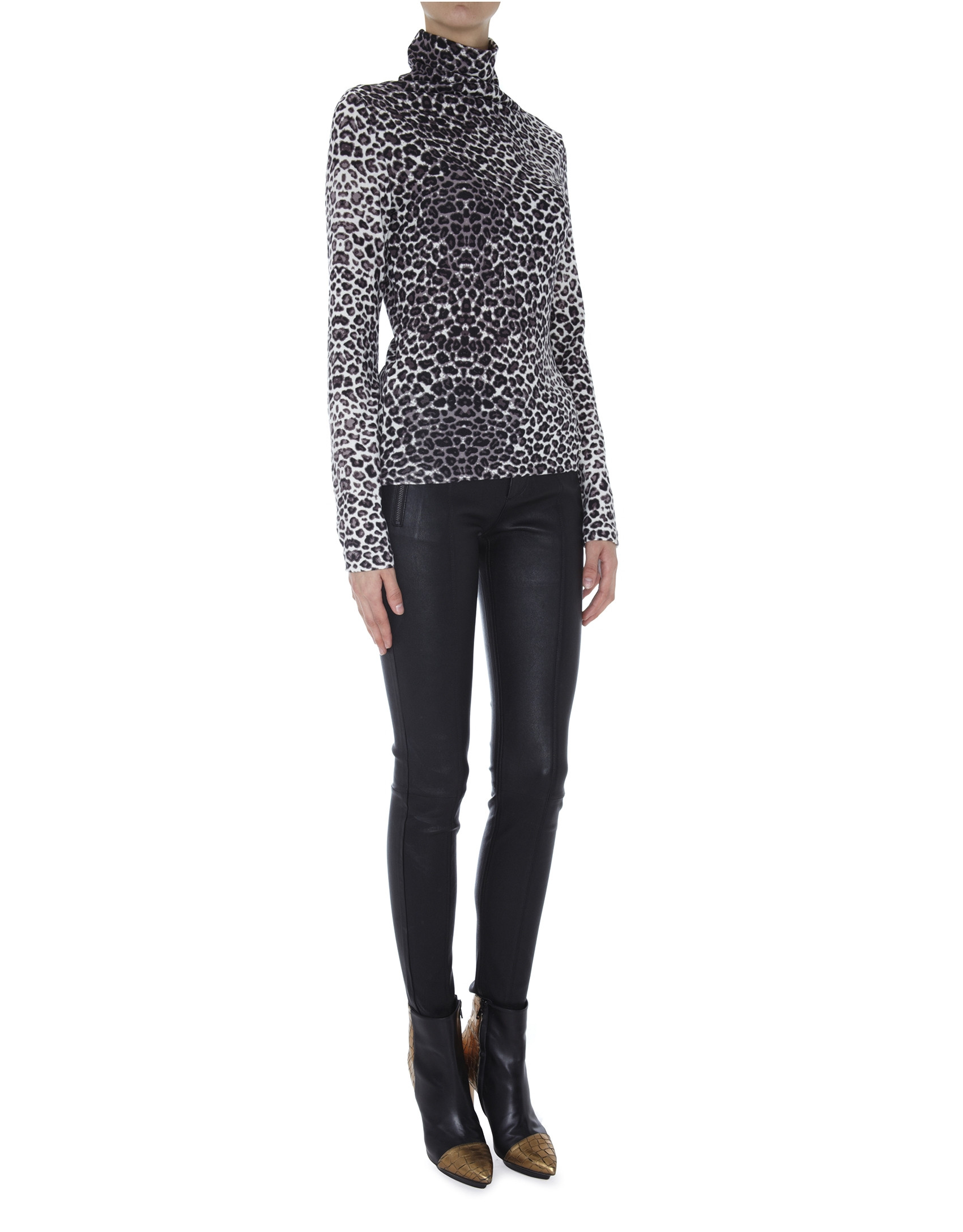 Animal print turtleneck top 