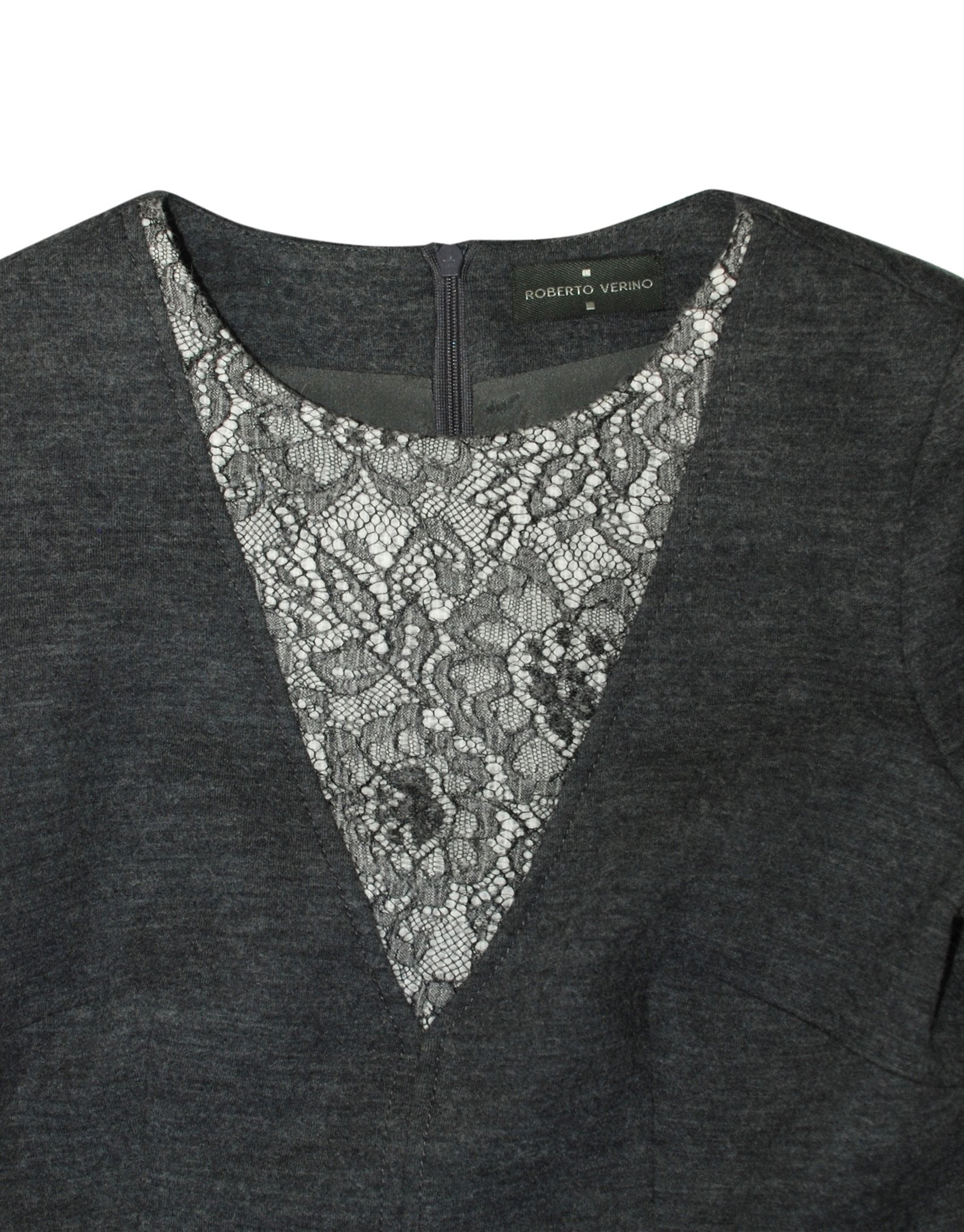 Grey dress lace neckline