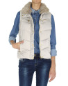 Chaleco acolchado beige cuello pelo