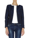 Chaqueta corta  tejido relieve azul noche sobre negro