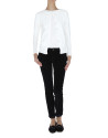 White jacket with pearls on neckline