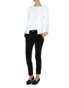 White jacket with pearls on neckline