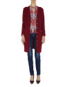 Burgundy long wool and alpaca jacket 