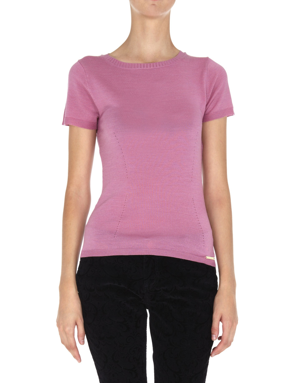 Pale pink wool and silk top