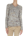 Speckled knit V neck sweater 