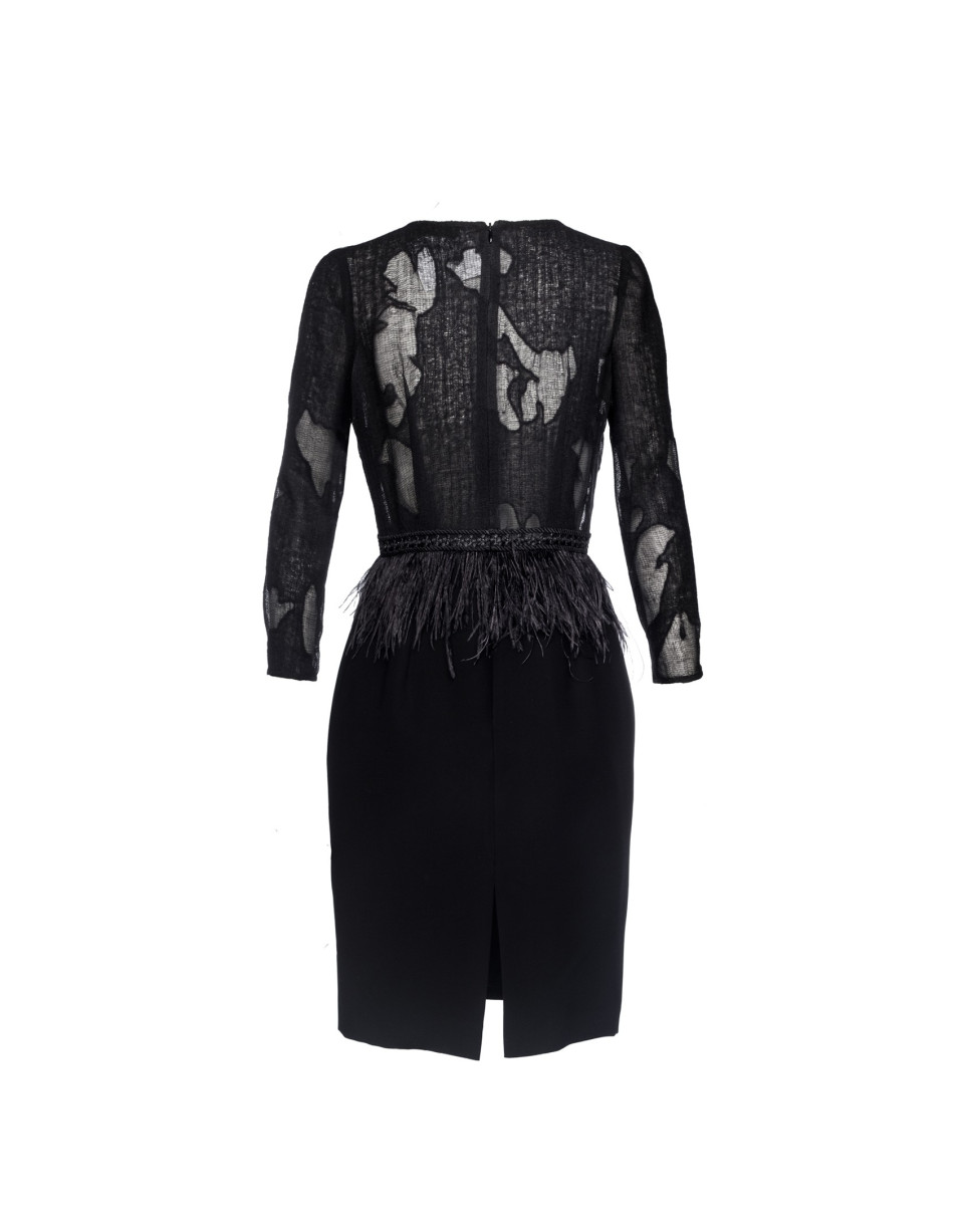 Black dress with feathers