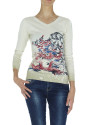 Beige cashmere sweater with dragon design